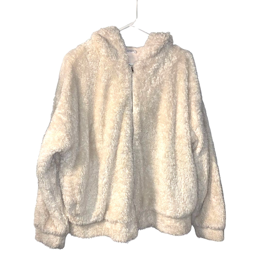 Daryl-Ann Denner x Pink Lily Women's Boho Shaggy Faux Fur Jacket Size M Ivory